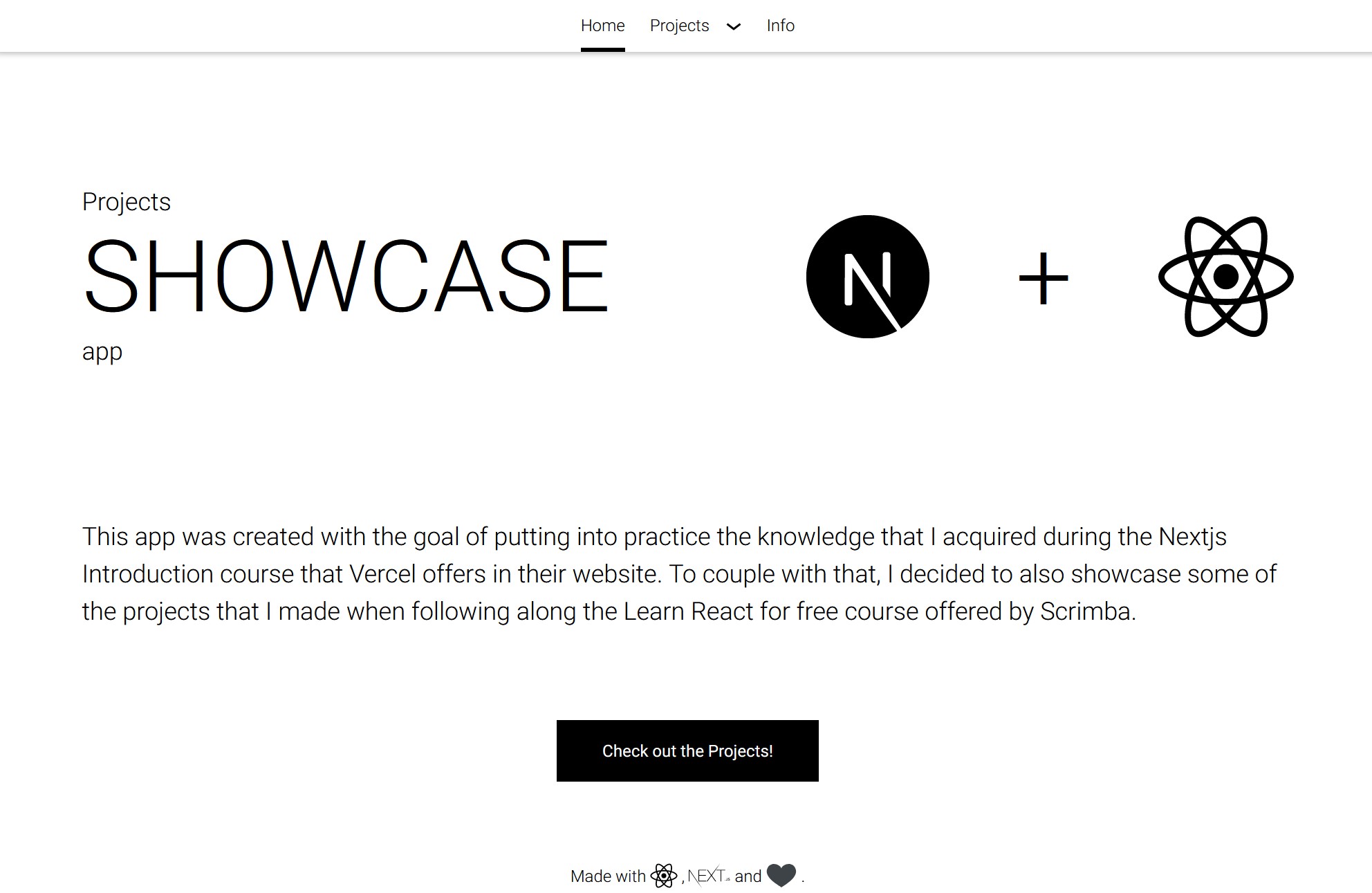 captura de tela do site nextjs-react-showcase